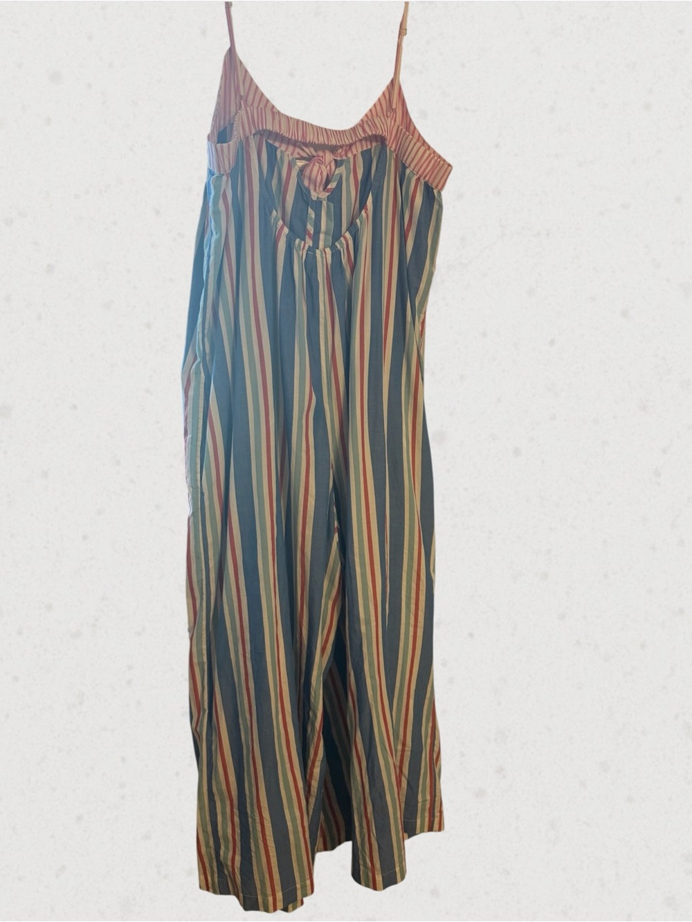 Anthropologie- Celandine Pinstripe Bow Wide-Leg Jumpsuit - Picture 7 of 9